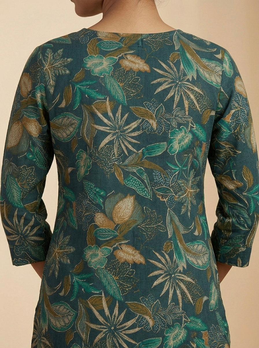 ESTHETIC GOLD FLORAL PRINT TUNIC KURTHI