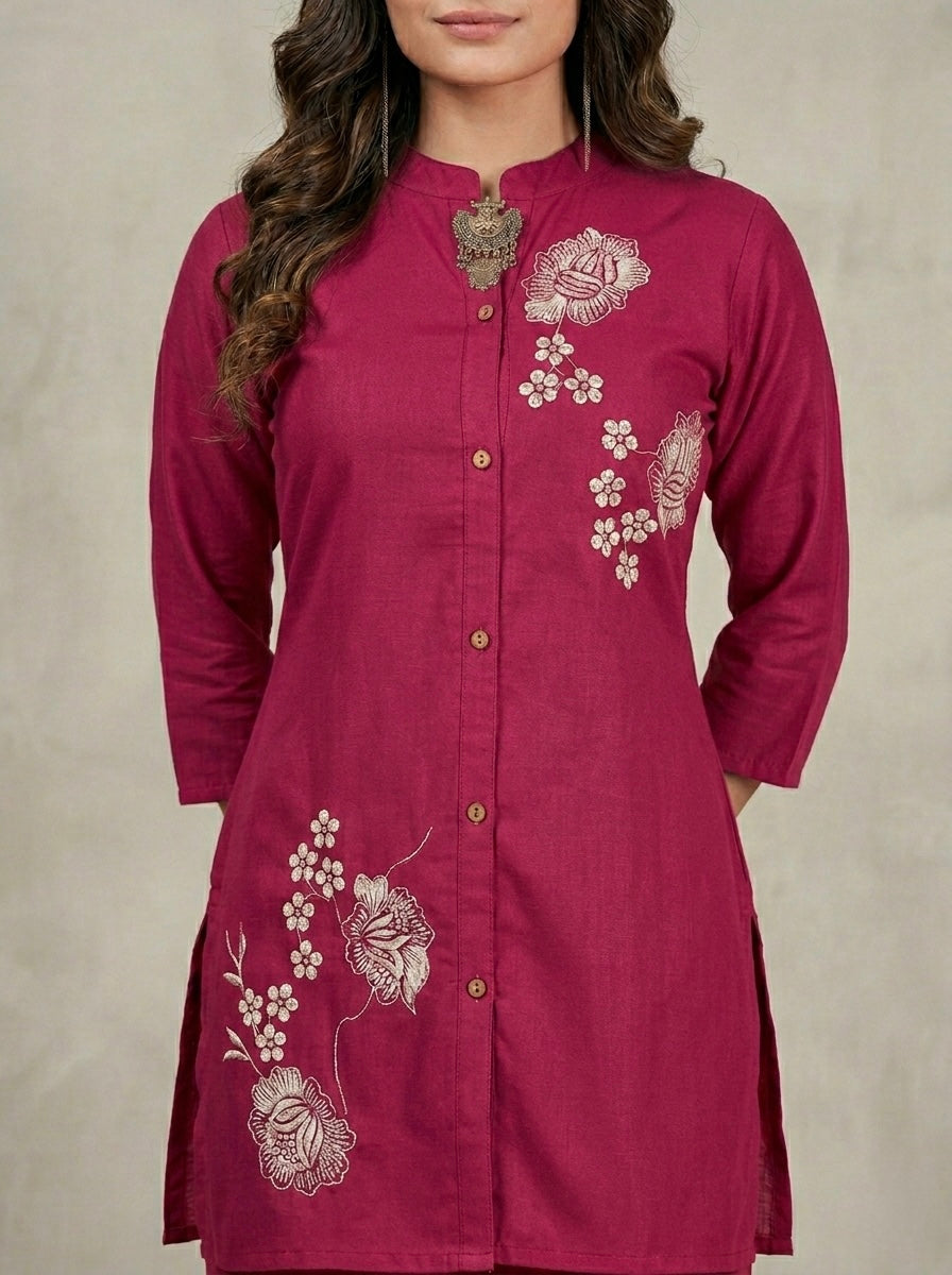 PINK WITH WHITE FLORAL VARTICAN CORDSET