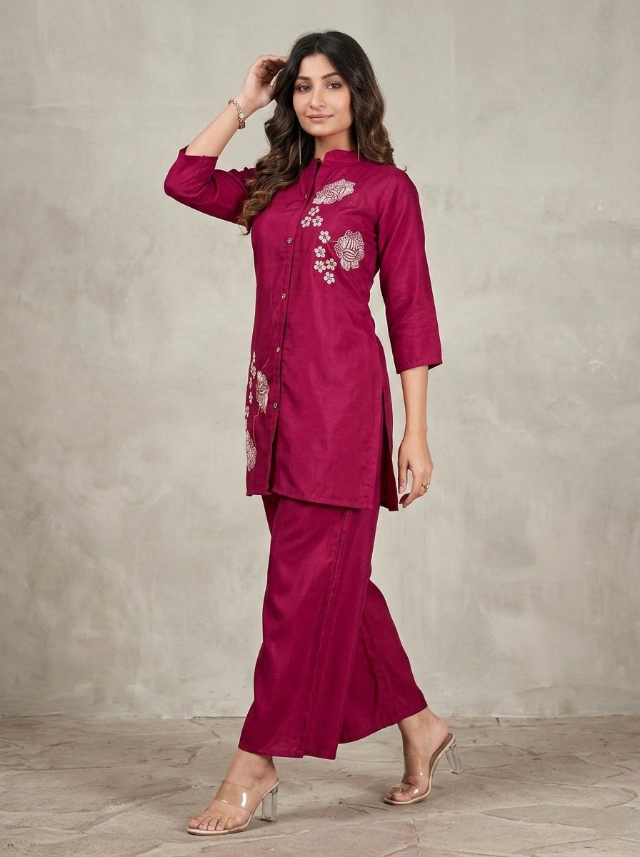 PINK WITH WHITE FLORAL VARTICAN CORDSET