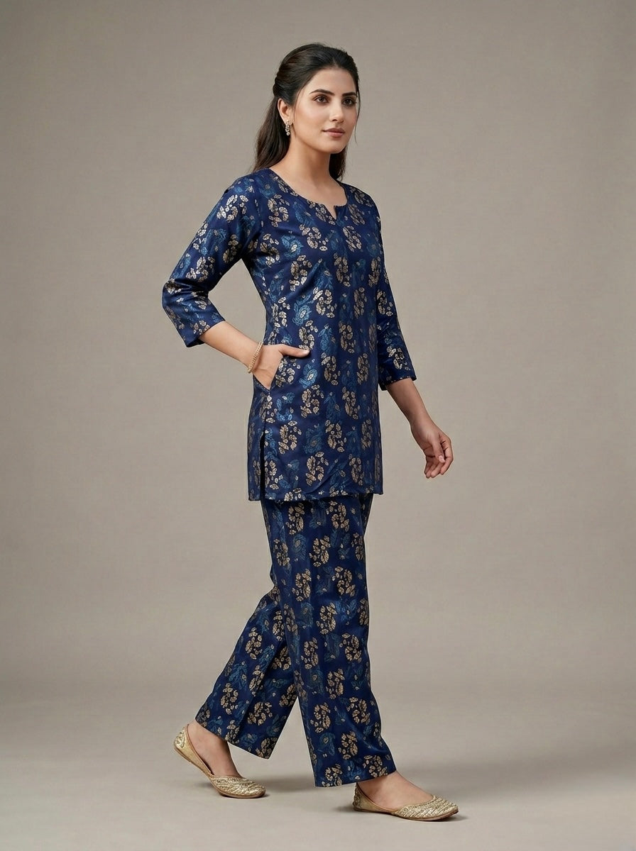 NAVY COMFORT COTTON LOUNGE SET