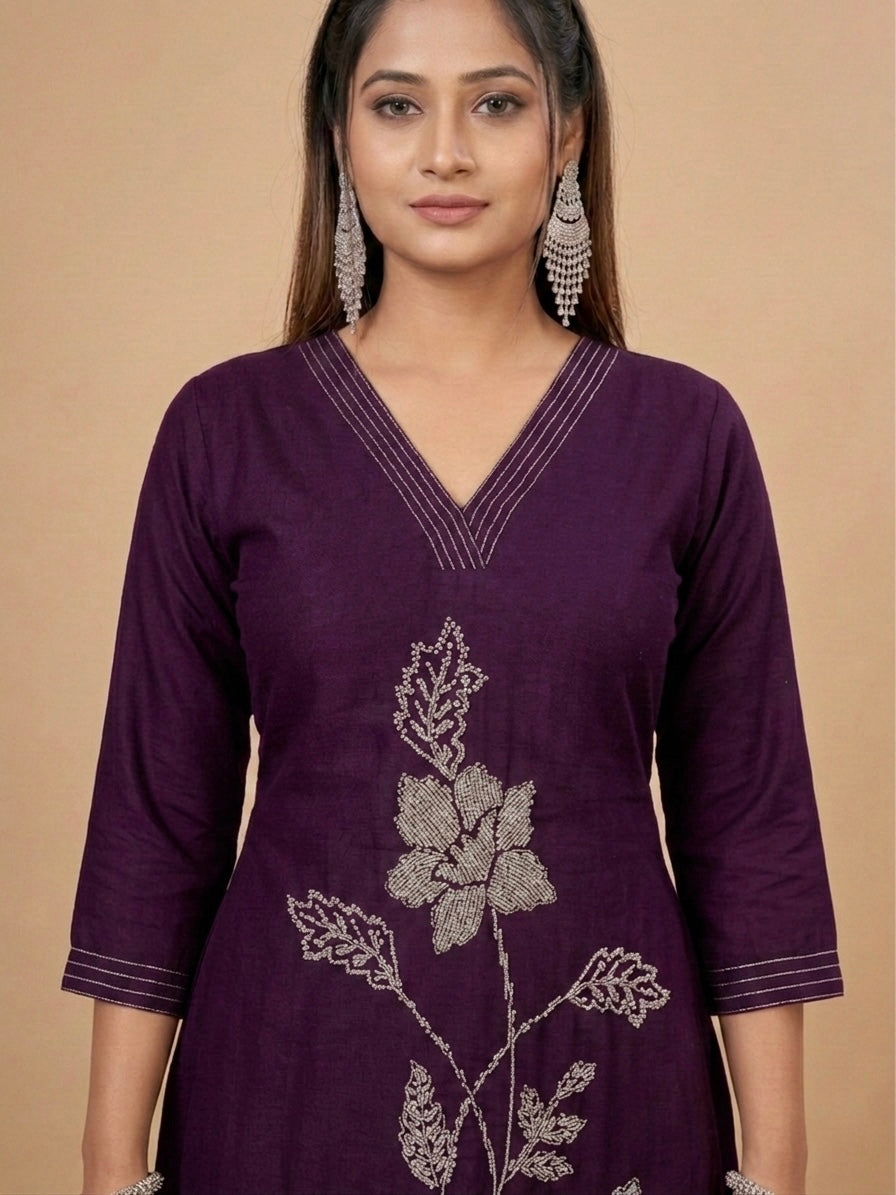 DARK PURPLE WITH GOLD FLORAL VARTICAN CORDSET