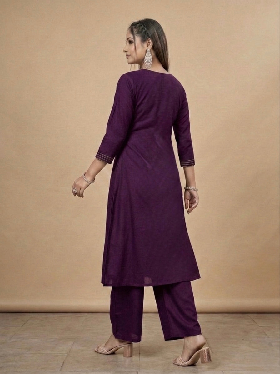 DARK PURPLE WITH GOLD FLORAL VARTICAN CORDSET
