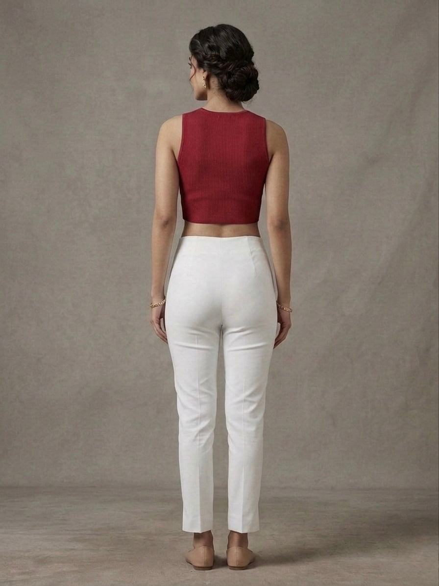 COTTON LINEN LYCRA ANCKLE LEGGIN WHITE