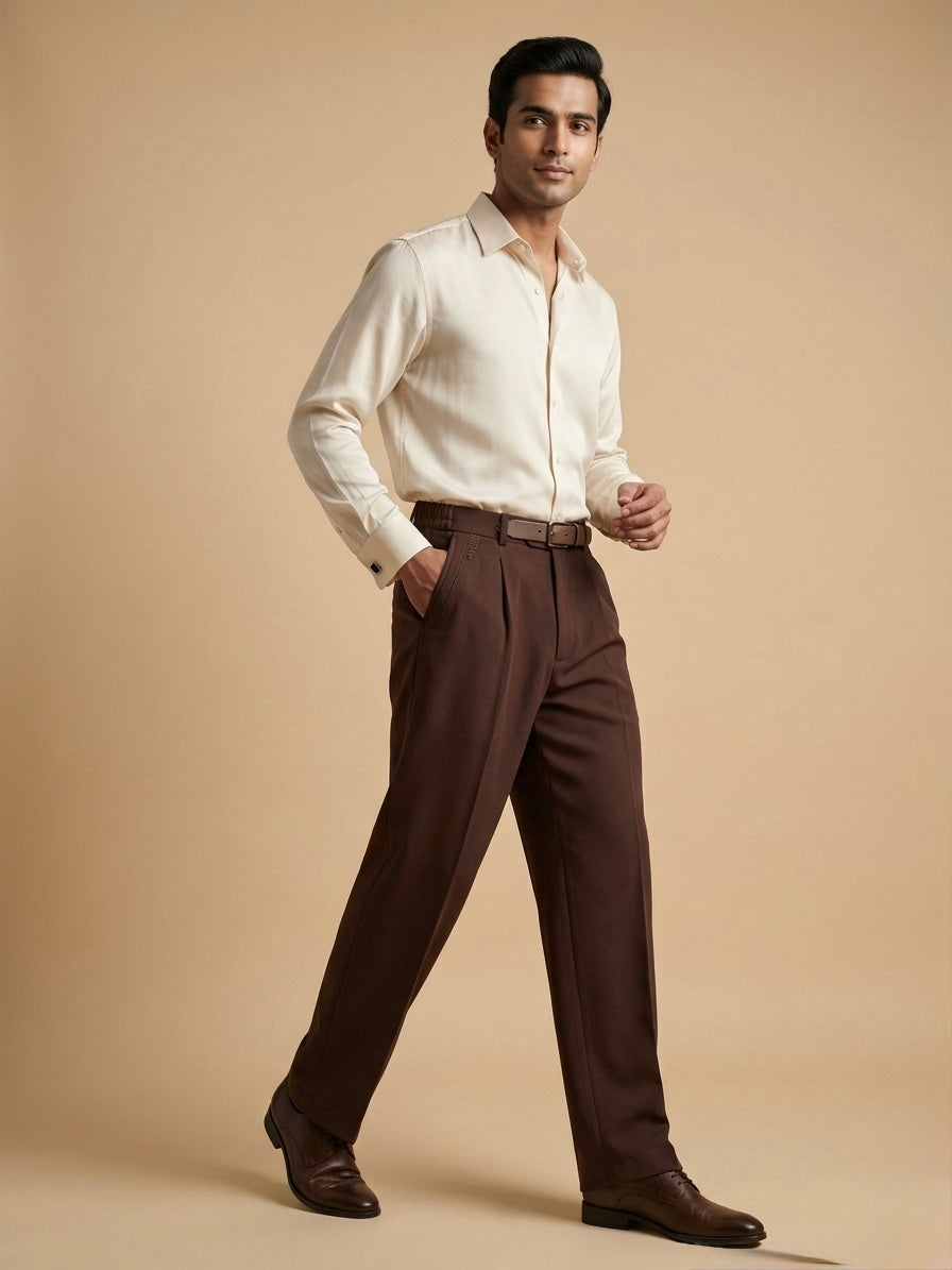 DARK BROWN KOREAN BAGGY PANT