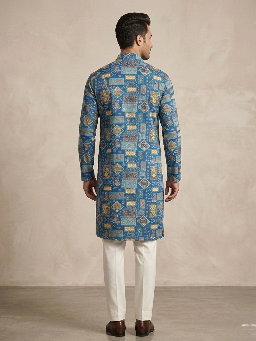 AZURE HERITAGE AJRAKH INSPIRED KURTA SET