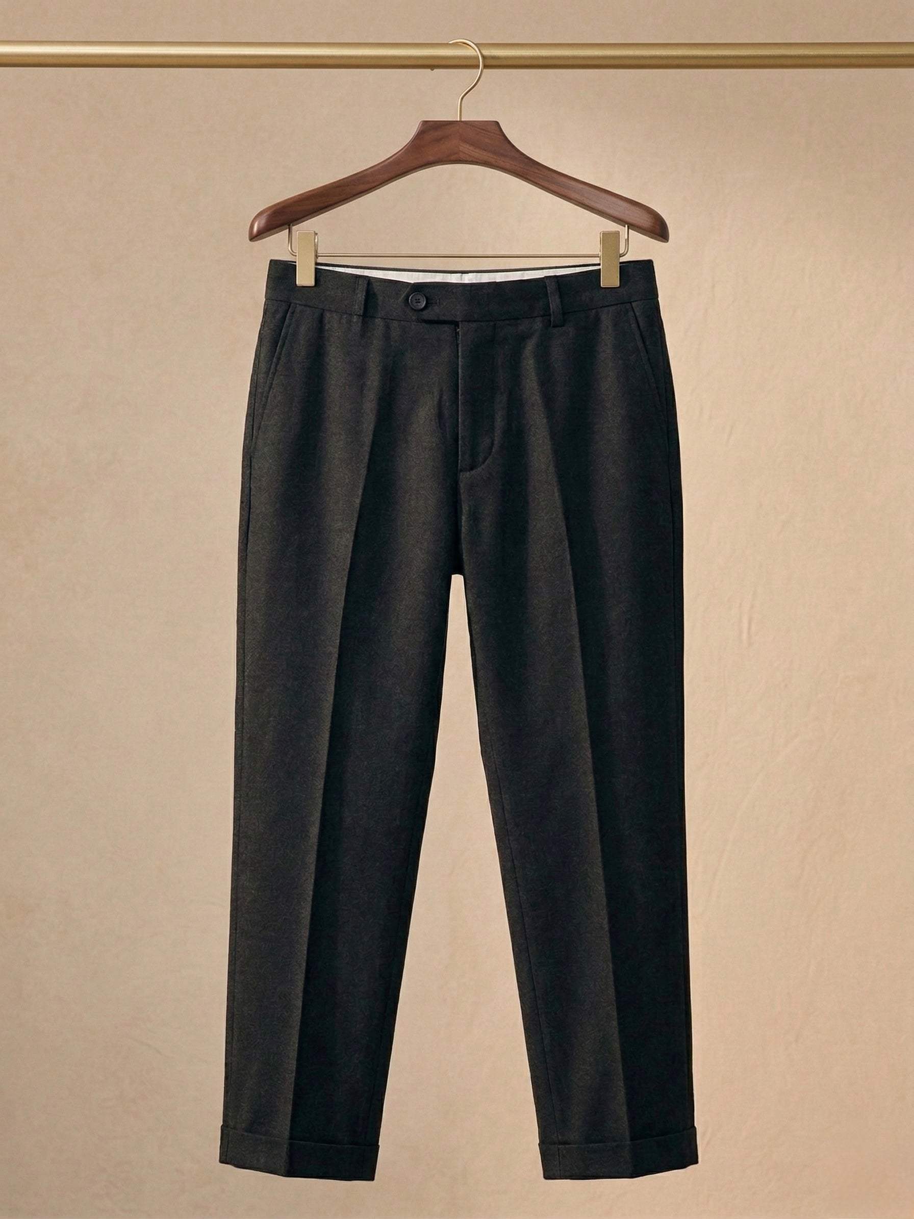 VERSATILE PLEATED STRAIGHT FIT BLACK TROUSER IMPORTED