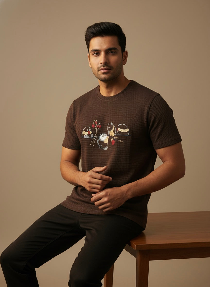 CHOCOLATE BROWN CREWNECK T-SHIRT