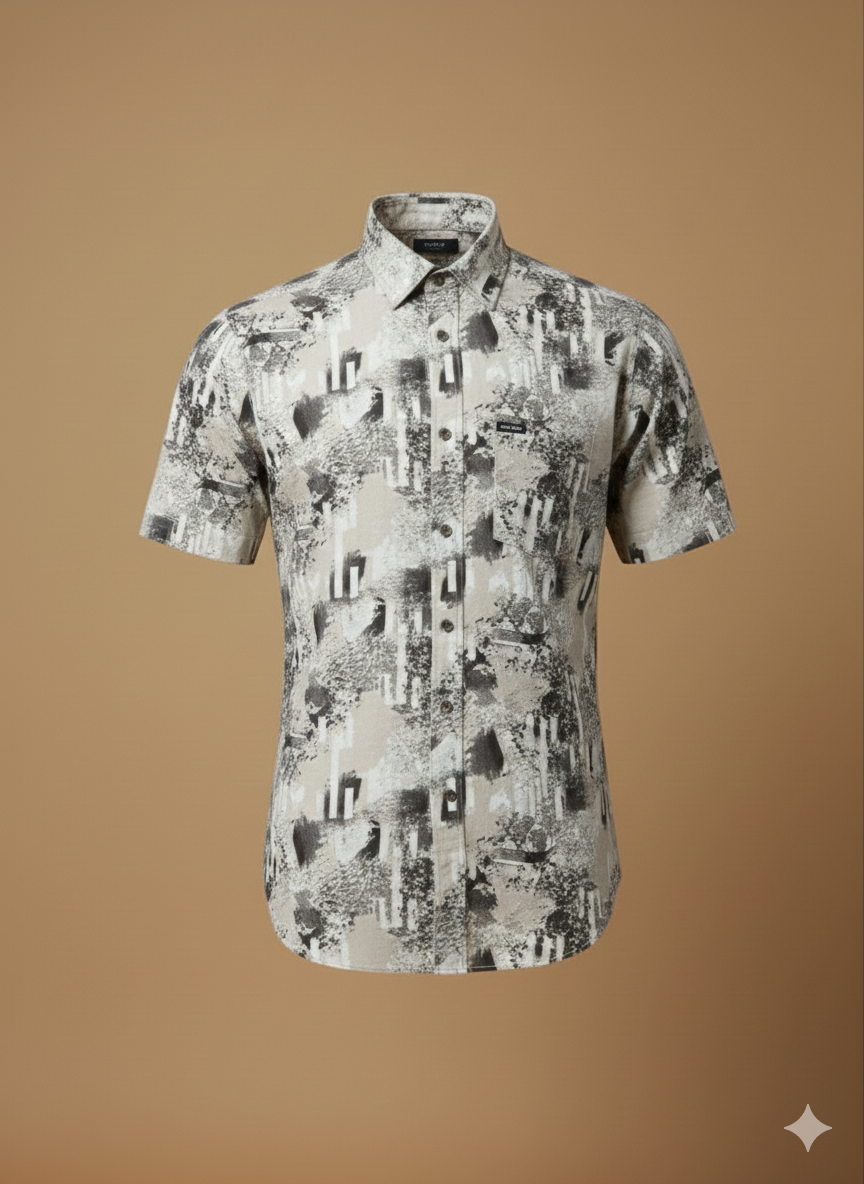 CHARCOAL SKETCH ABSRACT HALF SLEEVS SHIRT