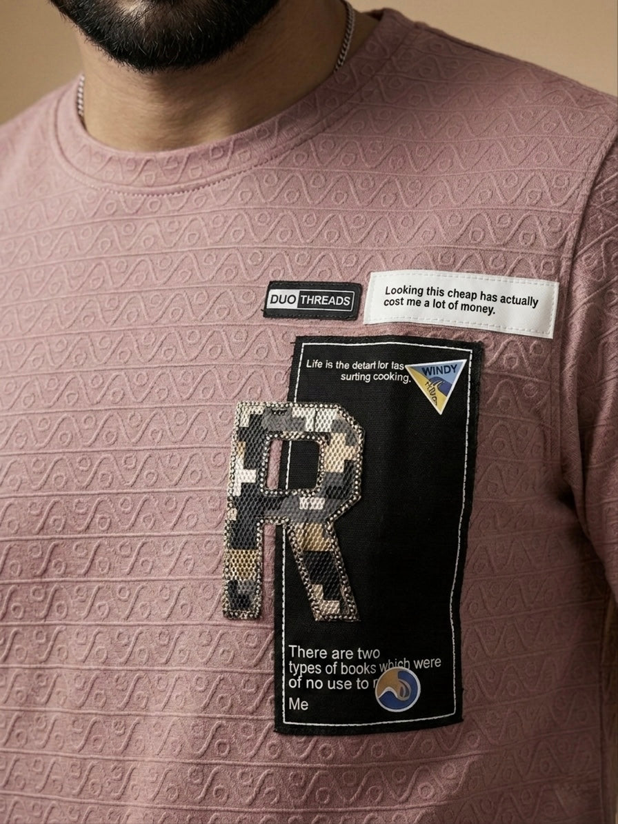 DUSTY MAUVE TEXTURED T-SHIRT