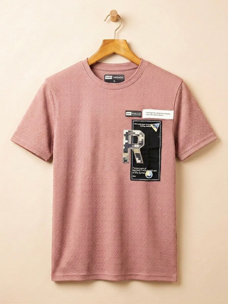 DUSTY MAUVE TEXTURED T-SHIRT