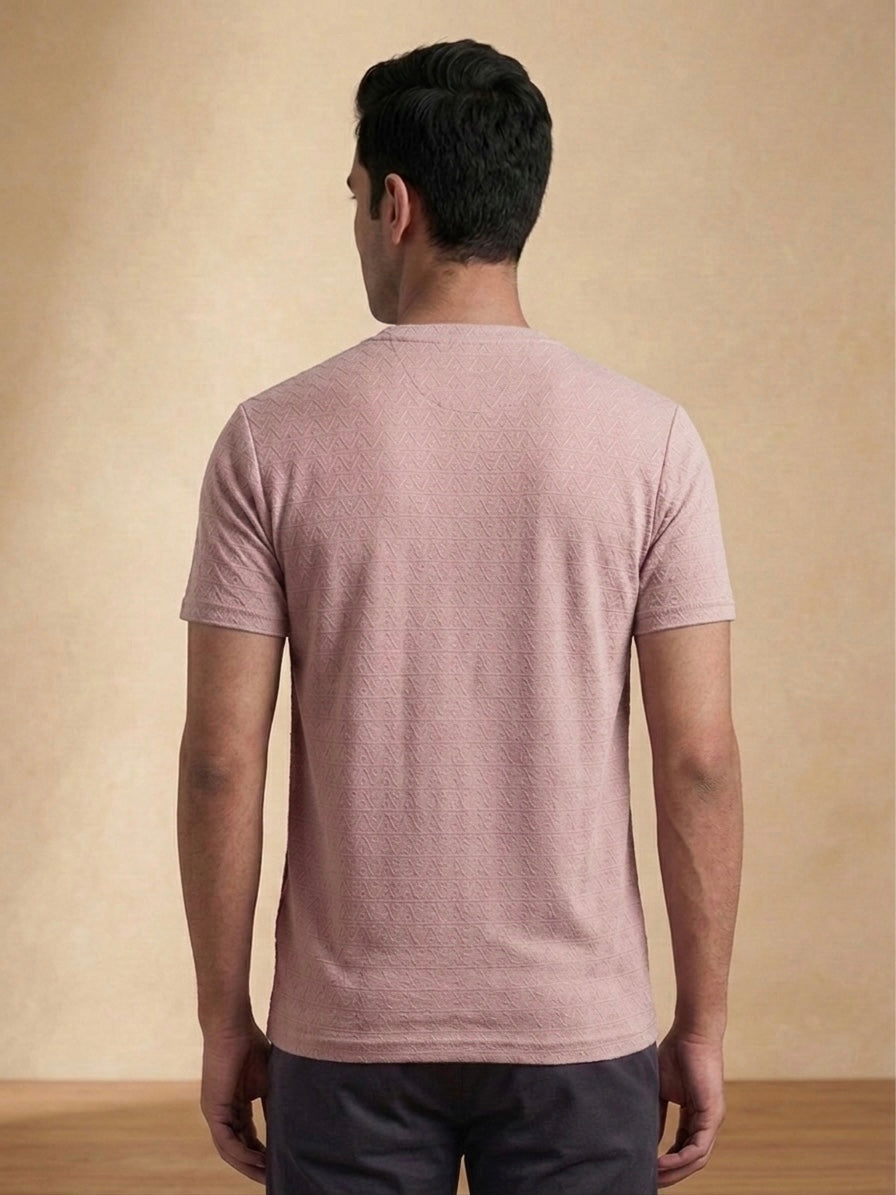 DUSTY MAUVE TEXTURED T-SHIRT