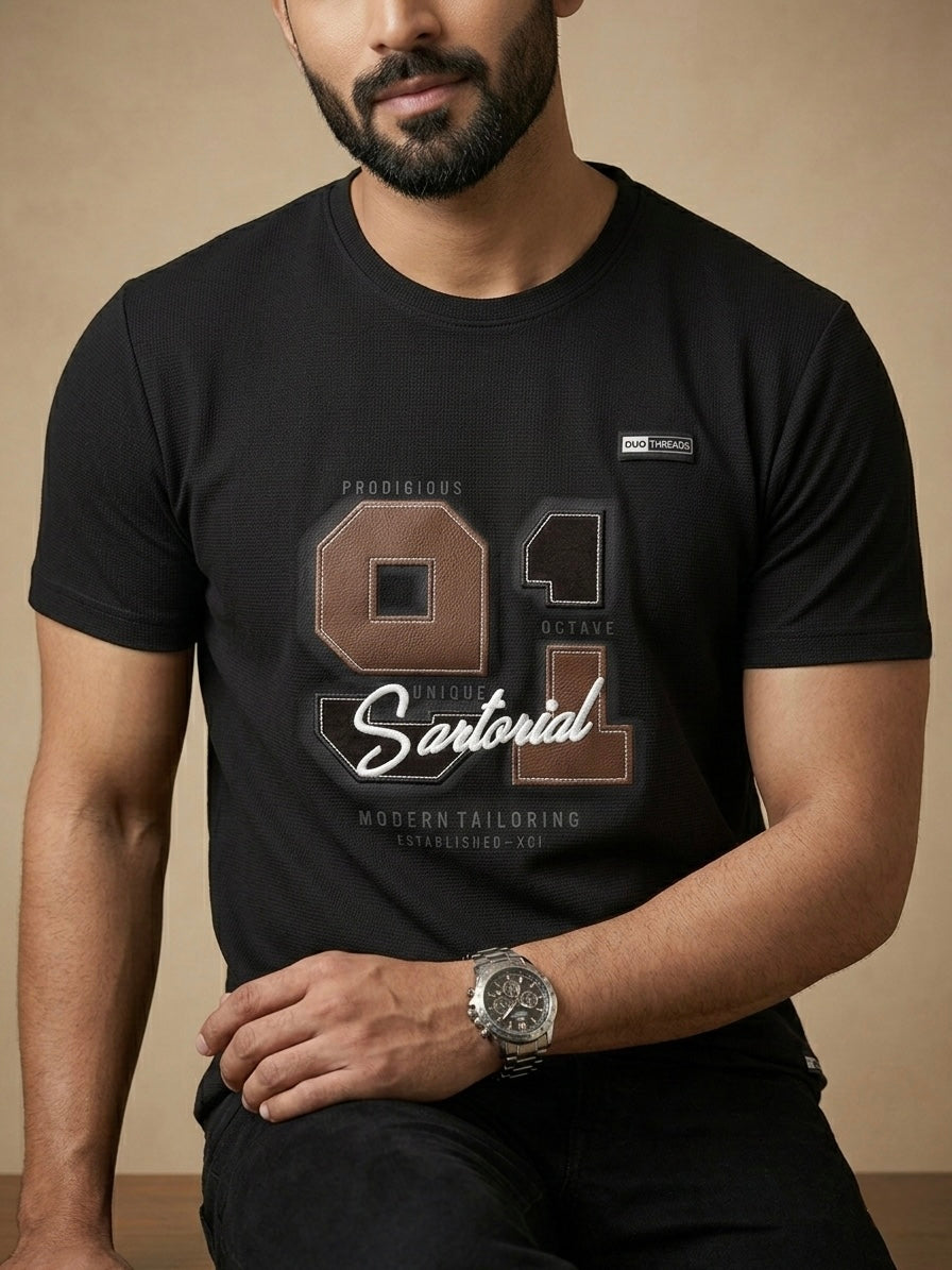 DEEP ONYX BLACK CREWNECK T-SHIRT
