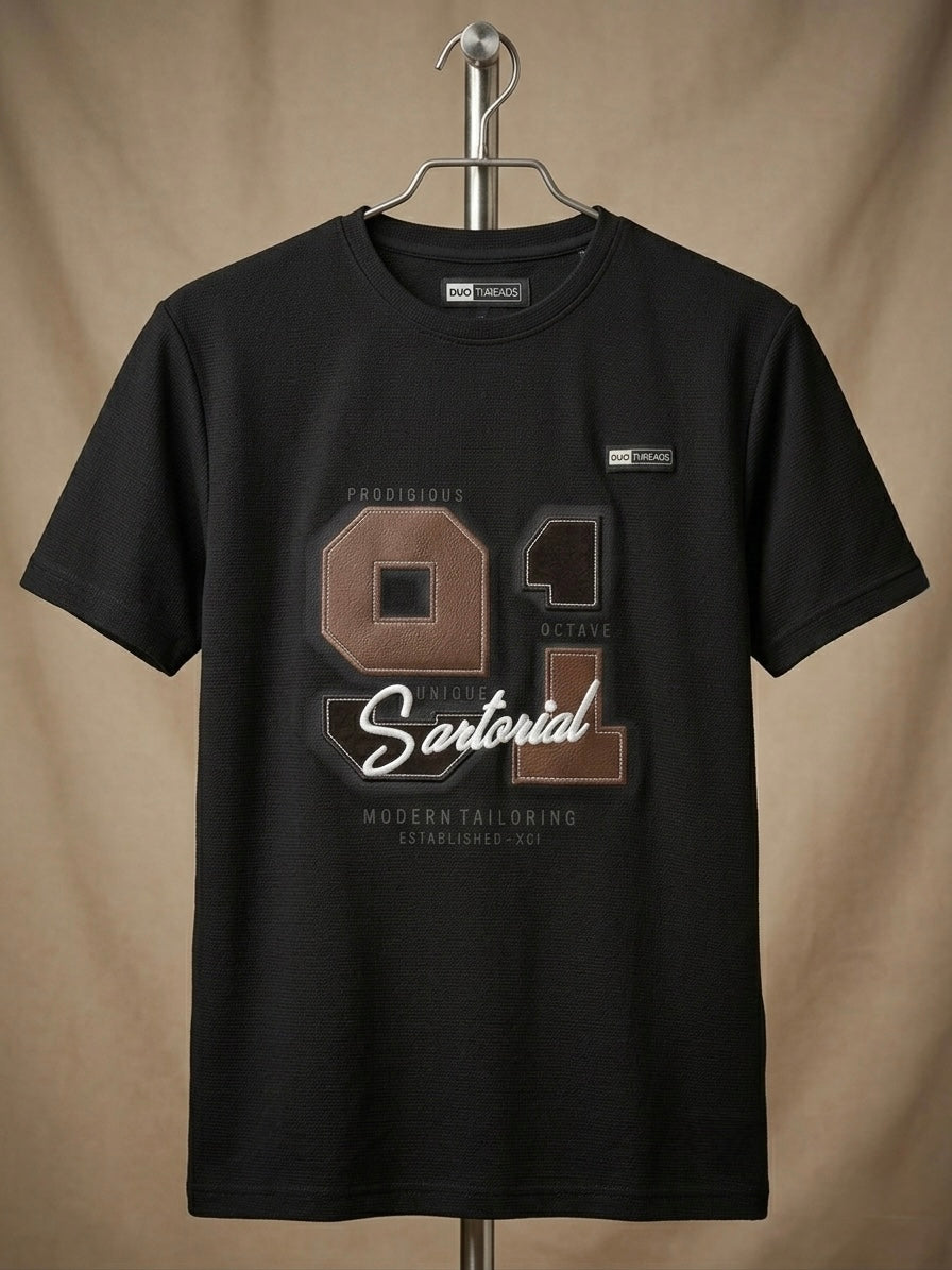 DEEP ONYX BLACK CREWNECK T-SHIRT