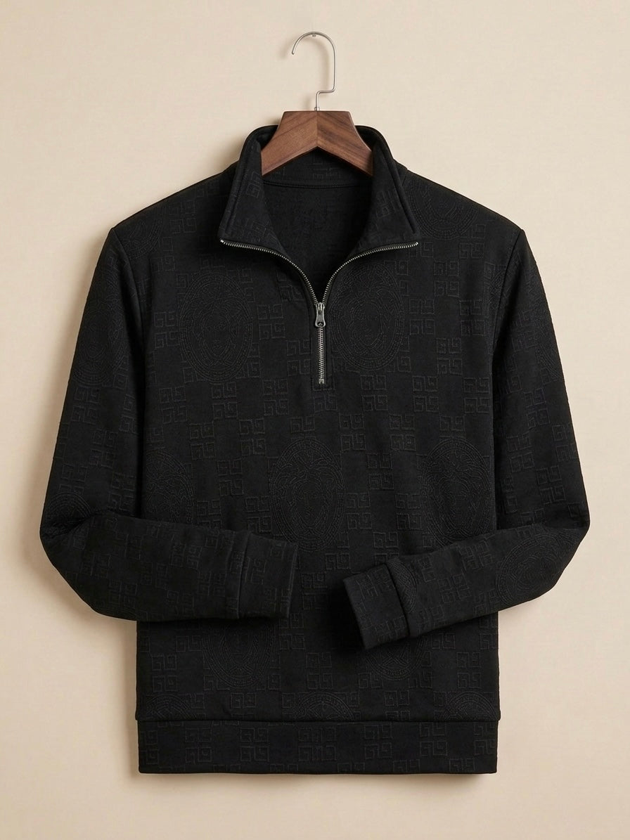BLACK QUARTER HALF-ZIP SWEATSHIRT