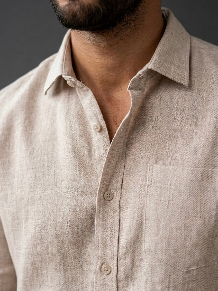WARM SAND LINEN MEAVE SHIRT