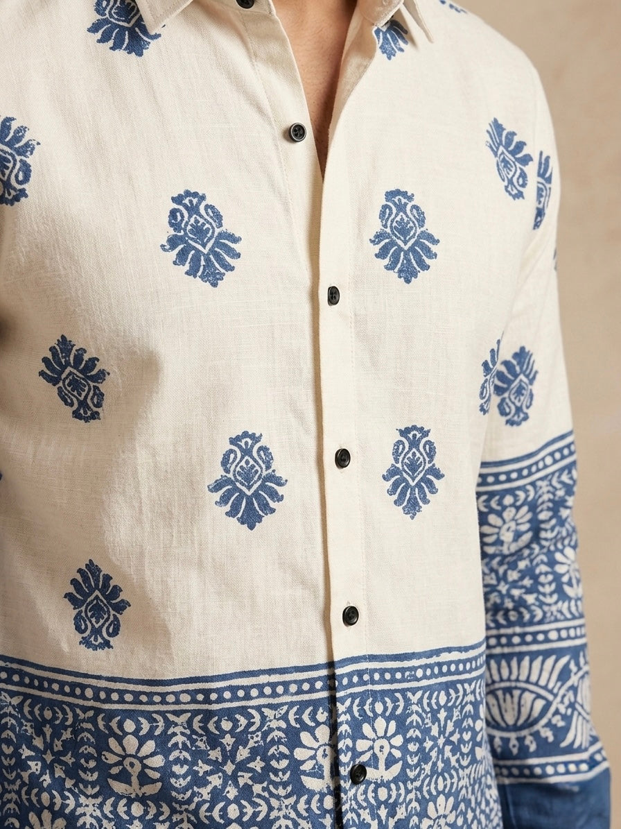 THE AZURE ARTISAN LINEN WEAVE SHIRT