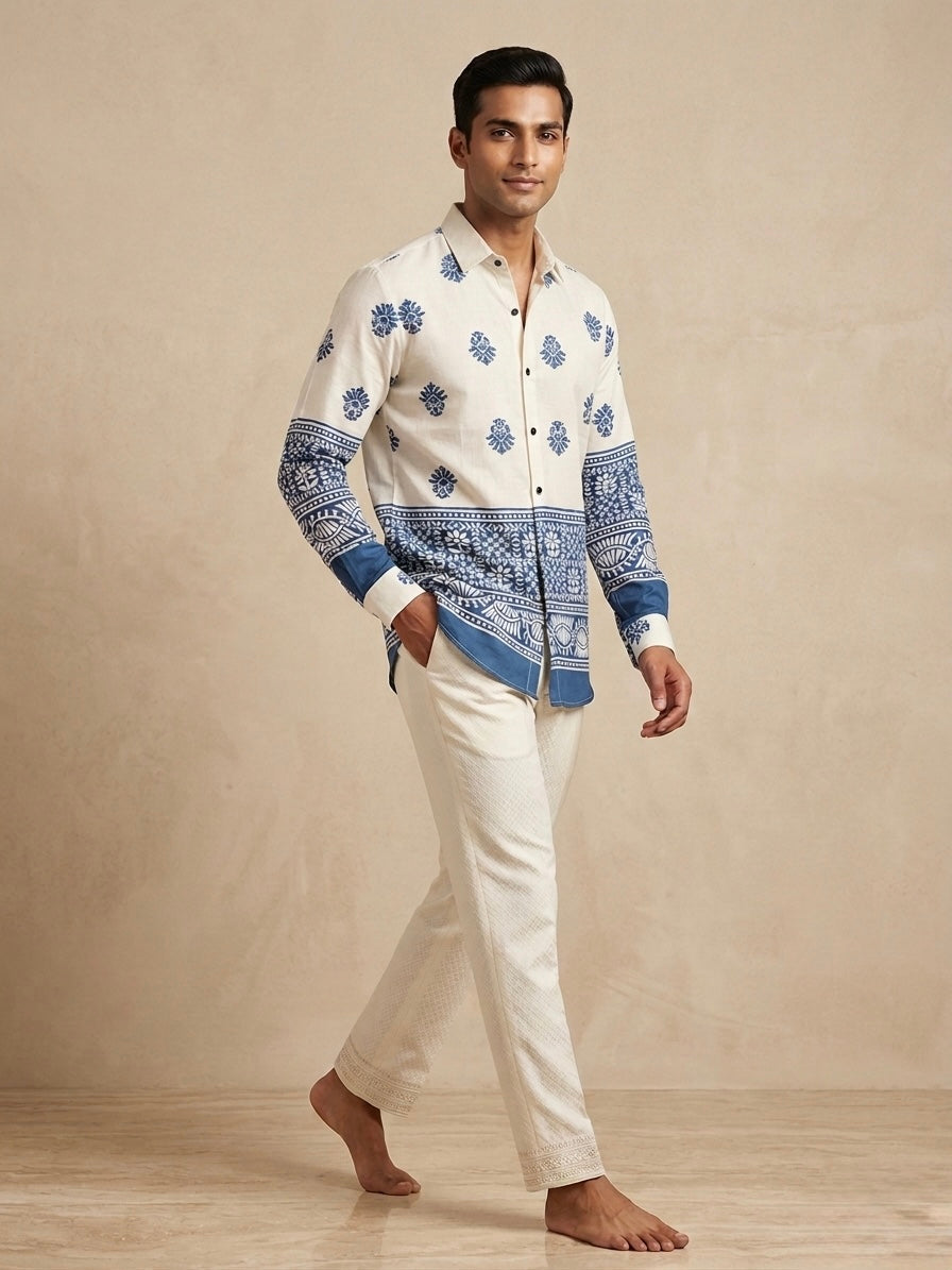 THE AZURE ARTISAN LINEN WEAVE SHIRT