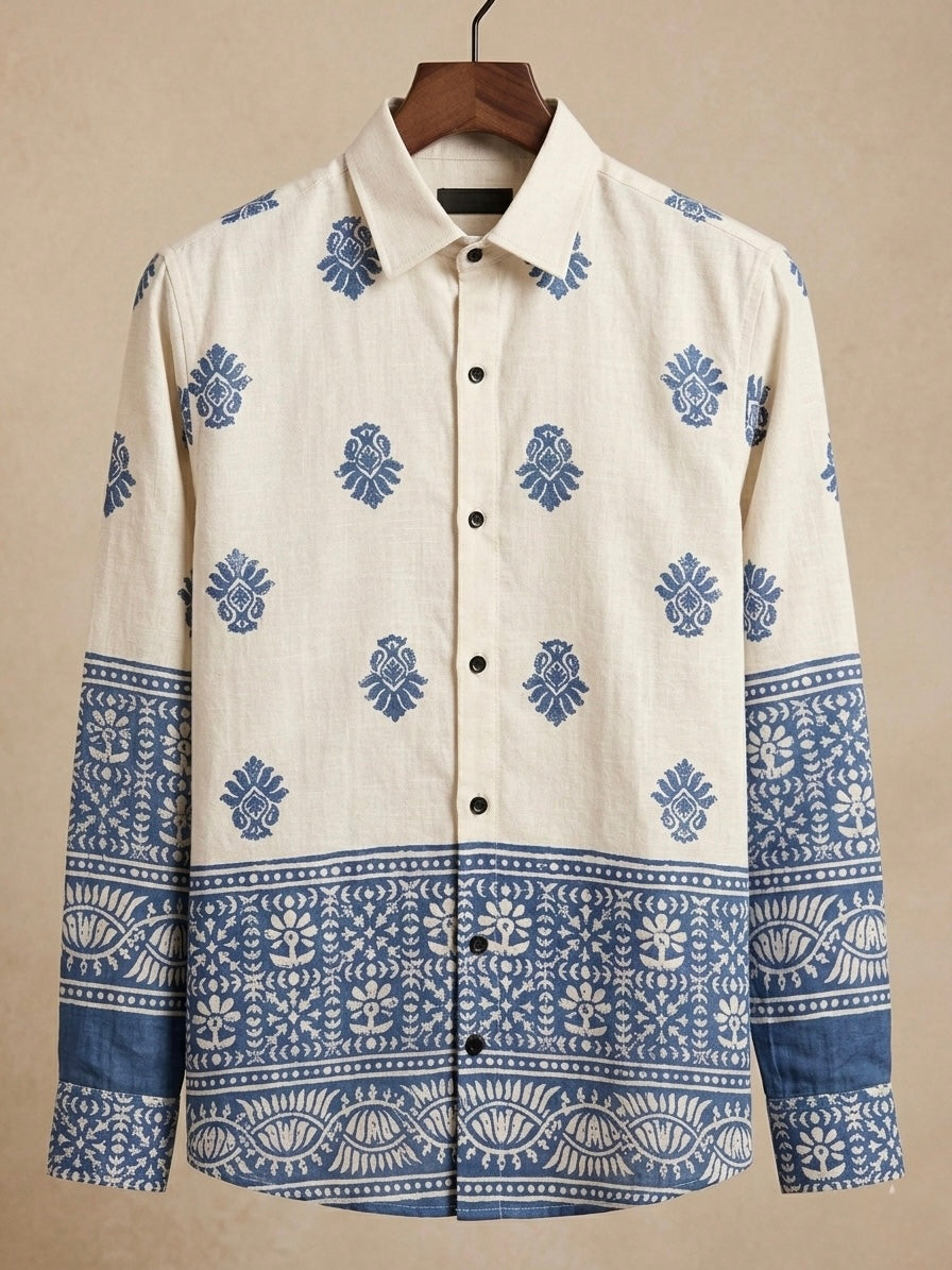THE AZURE ARTISAN LINEN WEAVE SHIRT