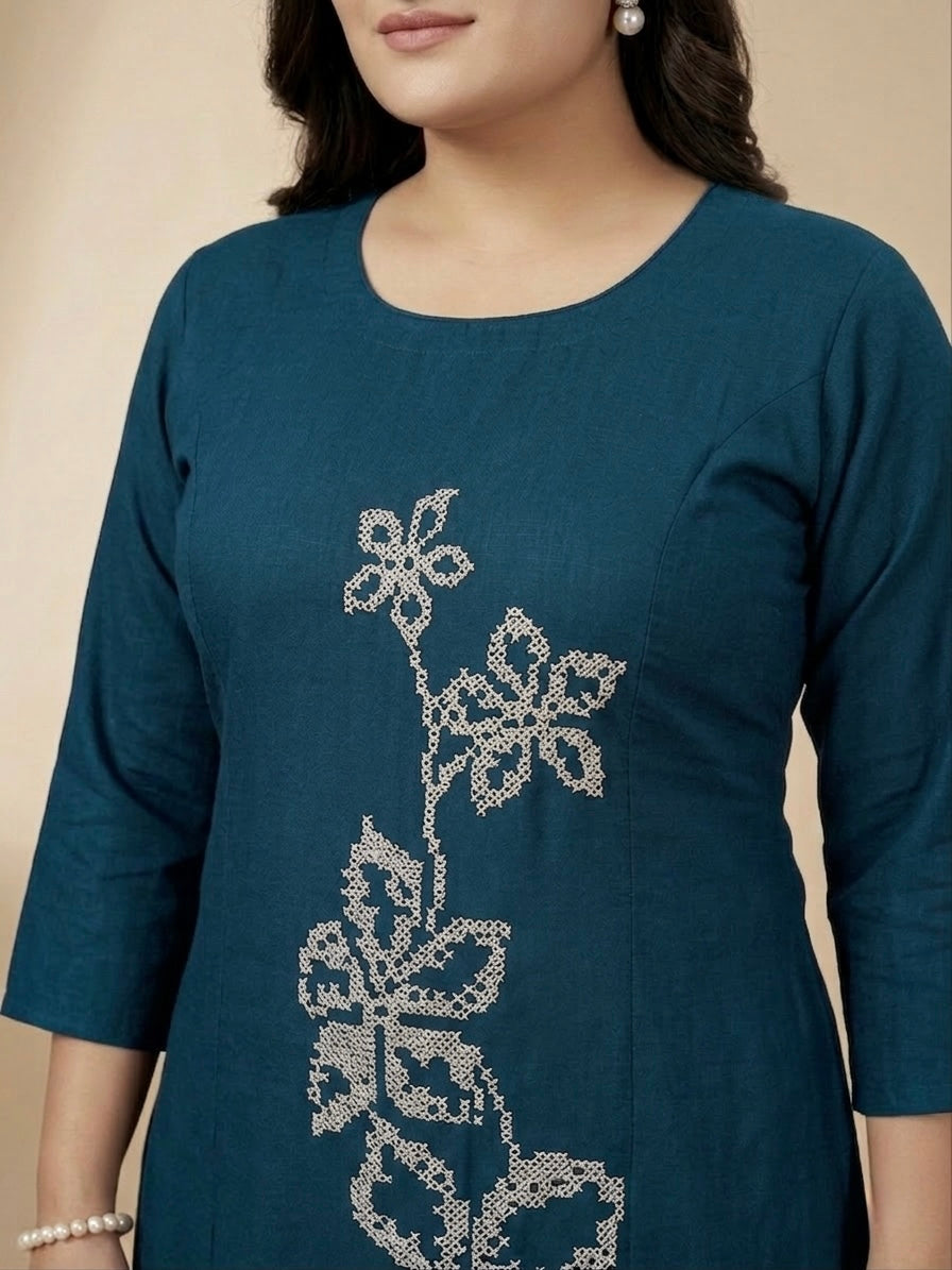 DARK CYAN  WITH GOLD FLORAL VARTICAN CORDSET