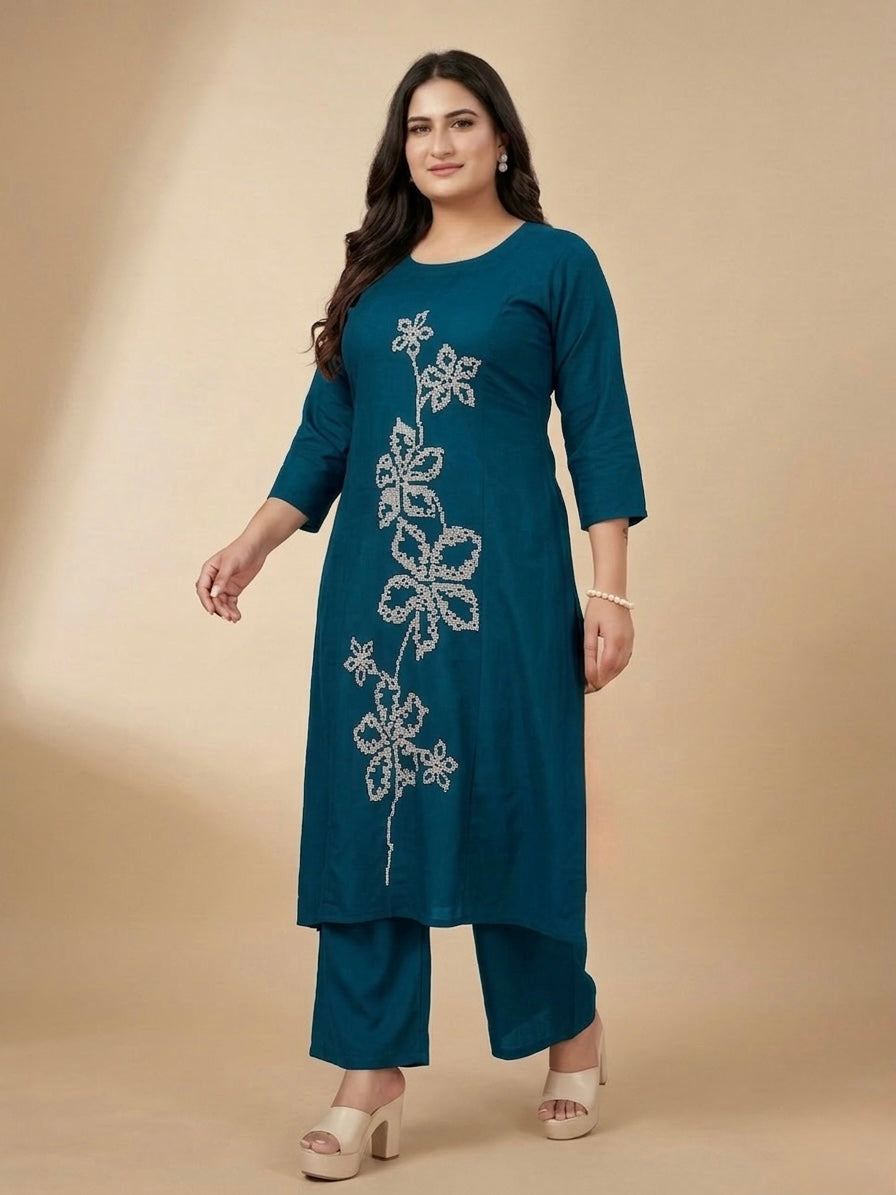 DARK CYAN  WITH GOLD FLORAL VARTICAN CORDSET