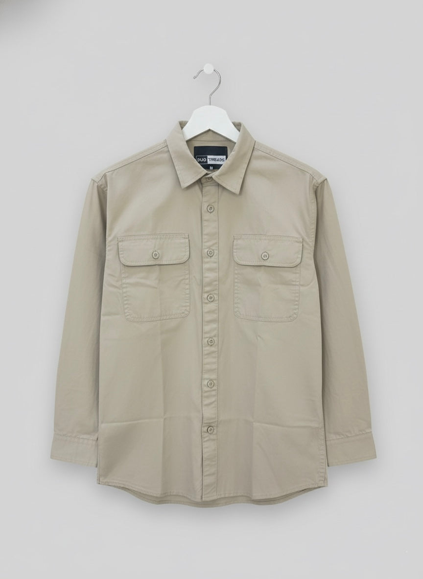 DOUBLE POCKET BACK PRINT SHIRT