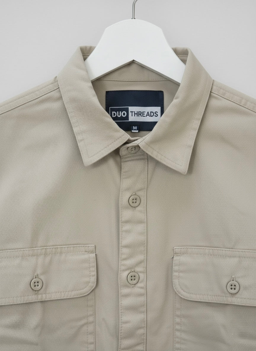 DOUBLE POCKET BACK PRINT SHIRT