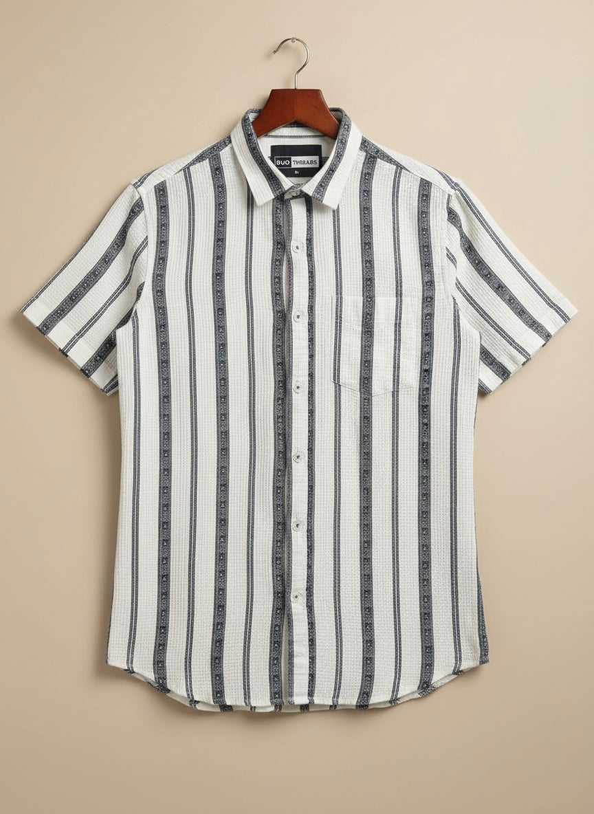 FLORAL STRIPS ON WHITE