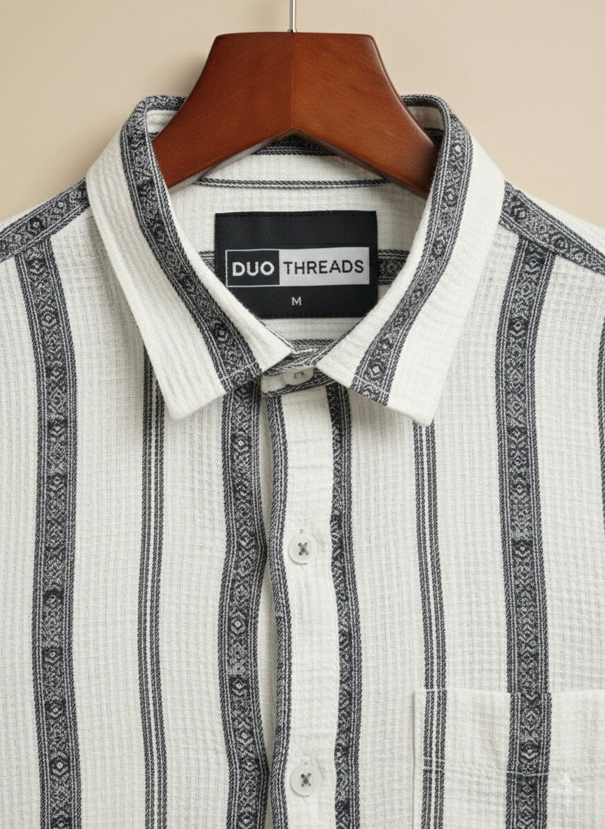FLORAL STRIPS ON WHITE