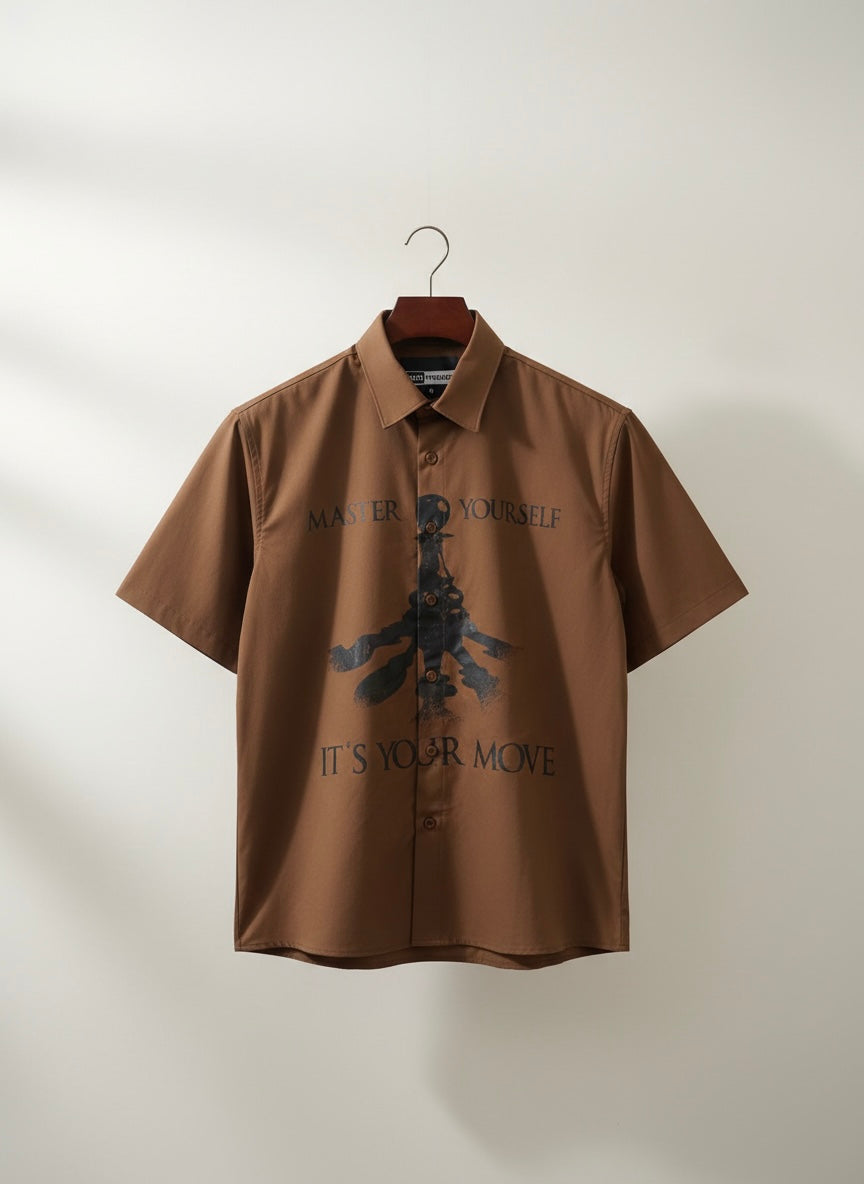 BROWN DROP SHOULDER PRINT