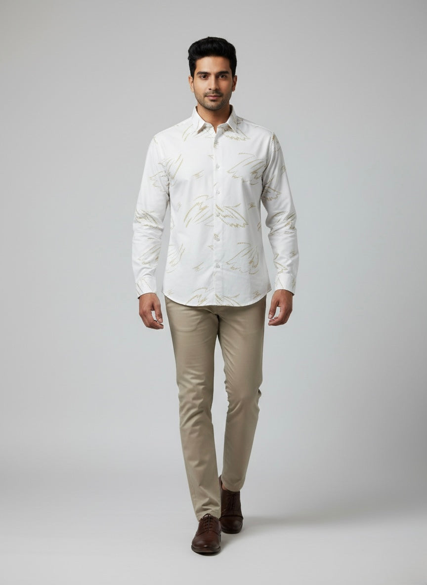 YELLOW FLORAL ON WHITE