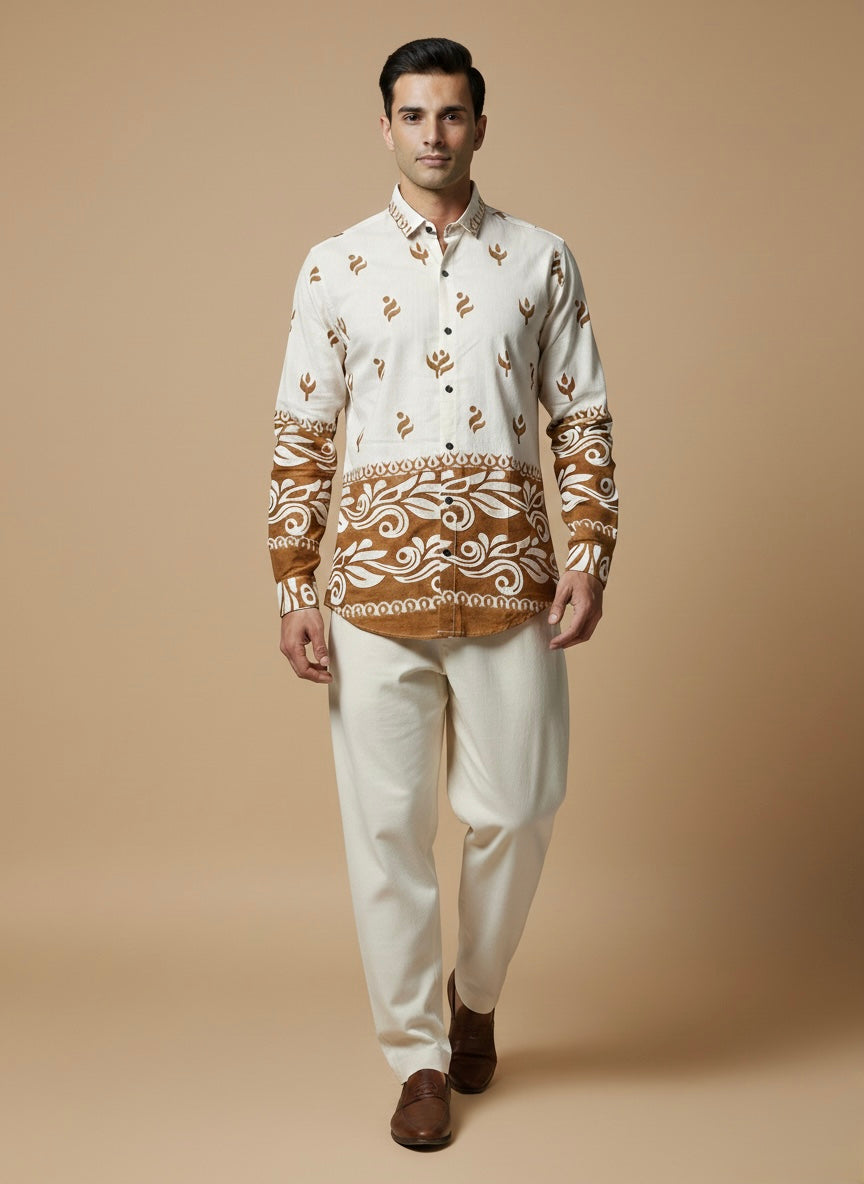 THE OCHRE EARTH LINEN MEAVE SHIRT