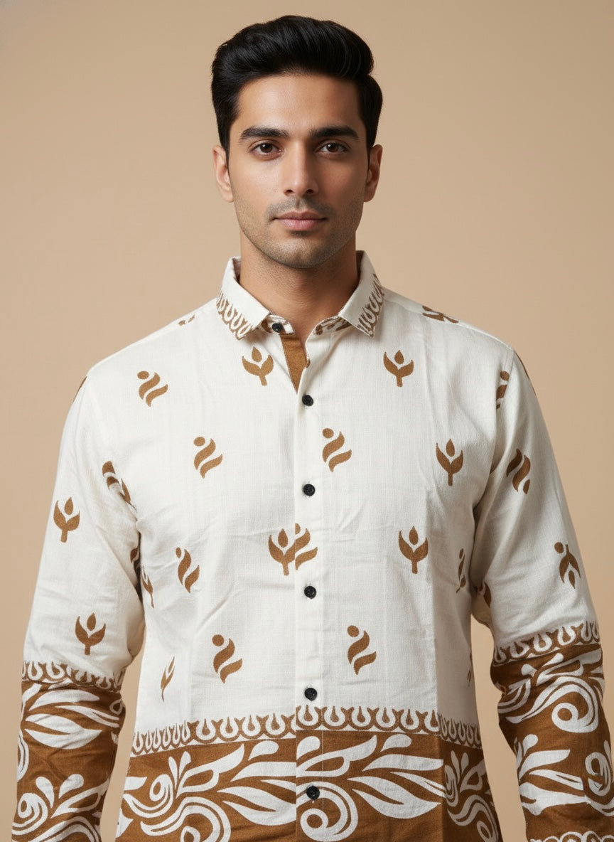 THE OCHRE EARTH LINEN MEAVE SHIRT