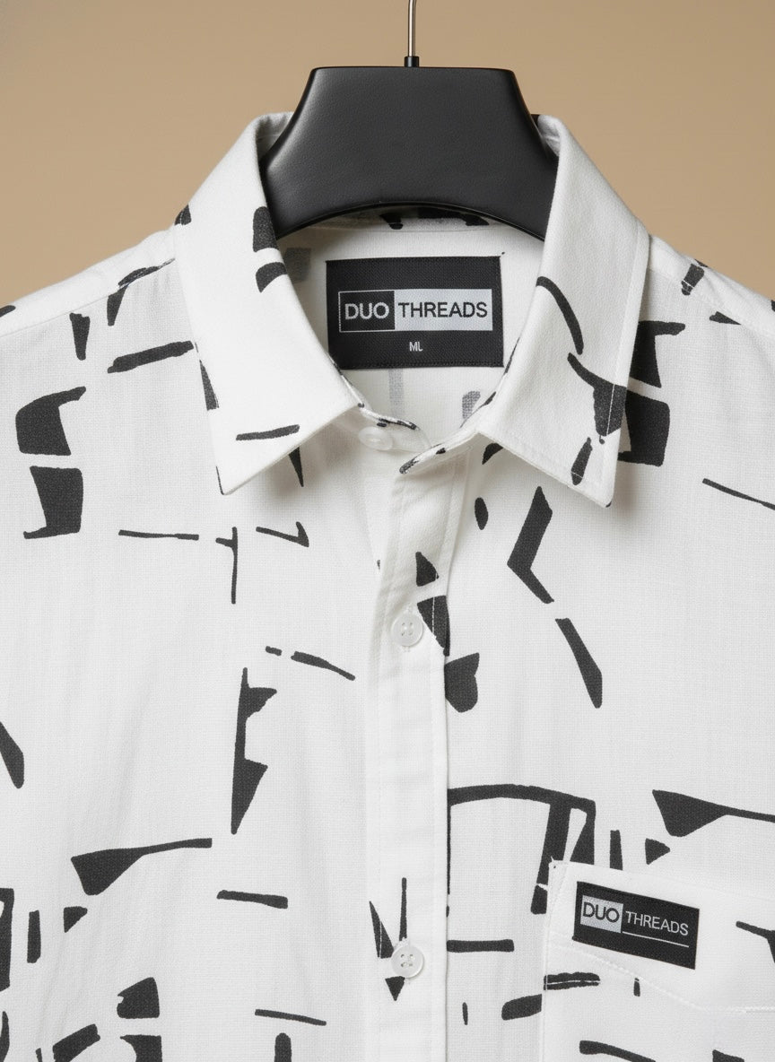 BLACK MINIMAL ON WHITE SHIRT