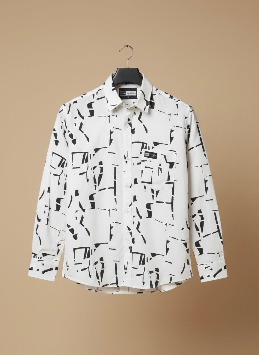 BLACK MINIMAL ON WHITE SHIRT