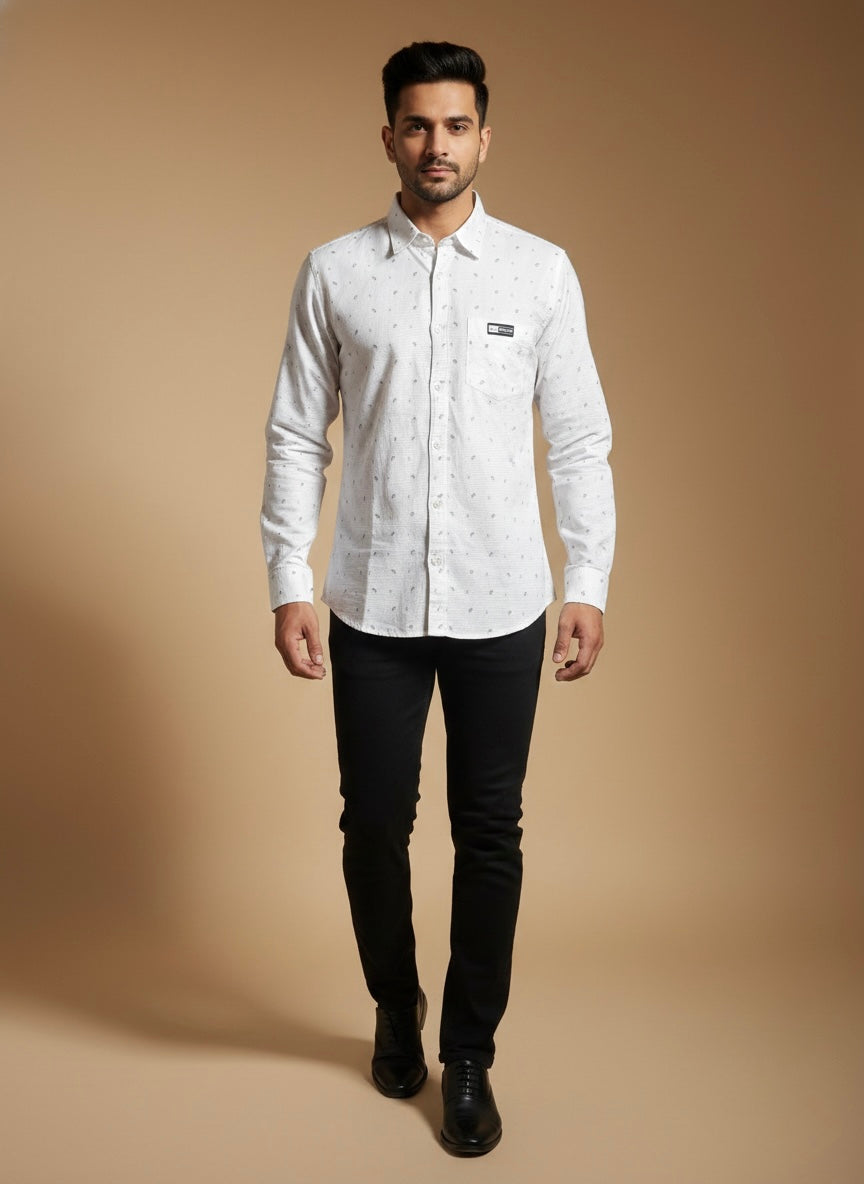 ABSTRACT LINEN SRTPES MANGO FLORAL SHIRT