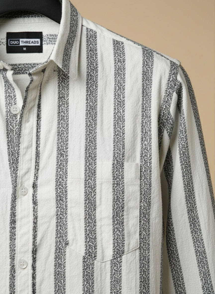 BLUE STRIPES ON WHITE SHIRT
