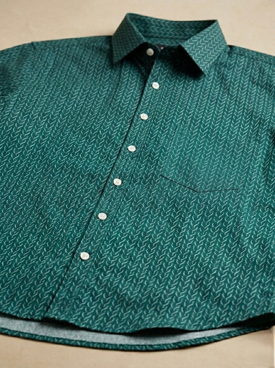 EMERALD MICRO-STRIPE RAMA GREEN SHIRT