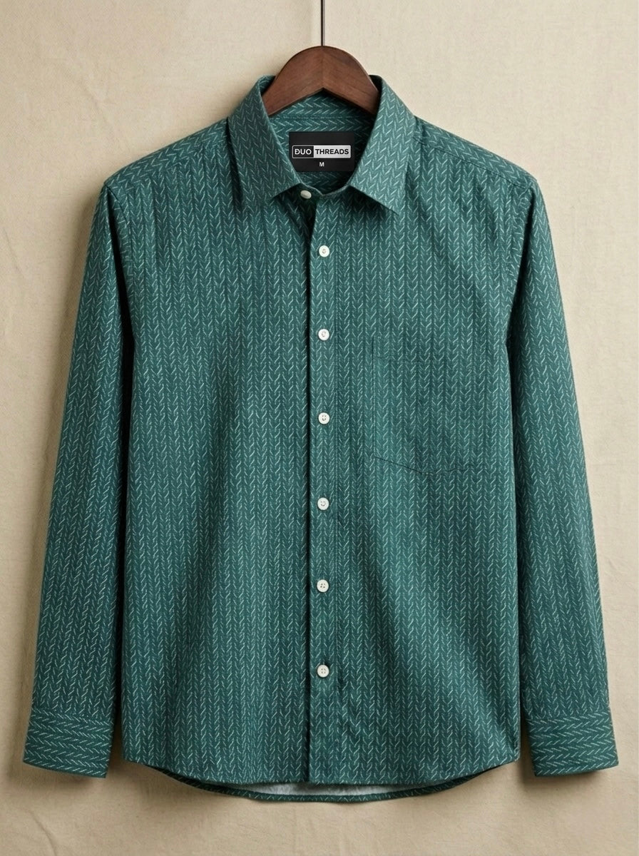 EMERALD MICRO-STRIPE RAMA GREEN SHIRT